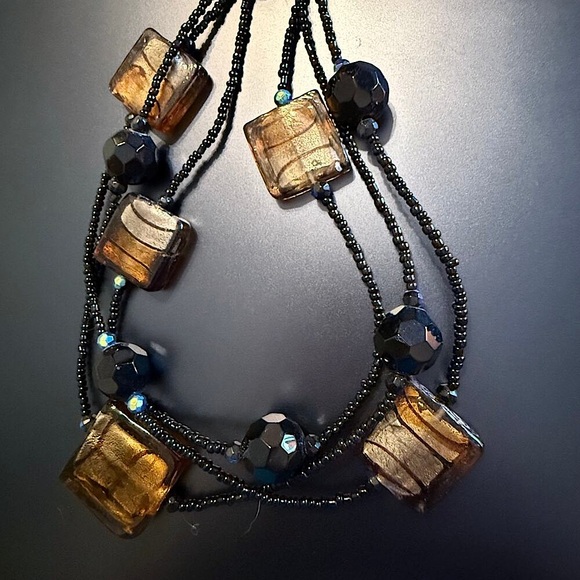 🎉HP!🎉Murano Style Artisan Glass Layered Beaded Necklace - Picture 3 of 6